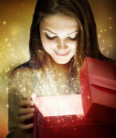 girl opening gift